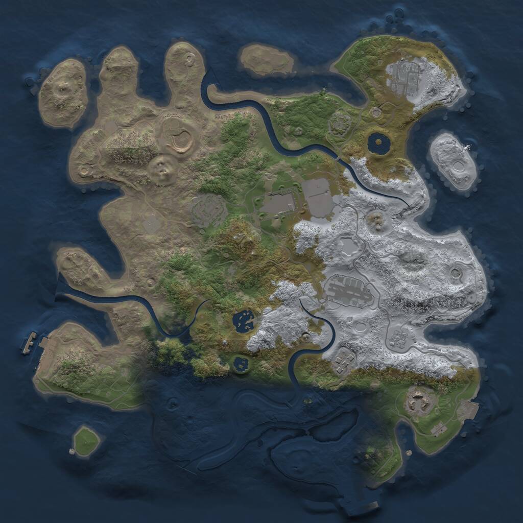Rust Map: Procedural Map, Size: 3500, Seed: 902321, 14 Monuments