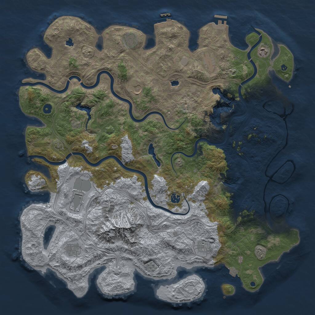 Rust Map: Procedural Map, Size: 5000, Seed: 1063831156, 15 Monuments