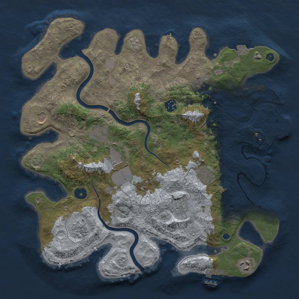 Rust Map: Procedural Map, Size: 3750, Seed: 22019, 16 Monuments