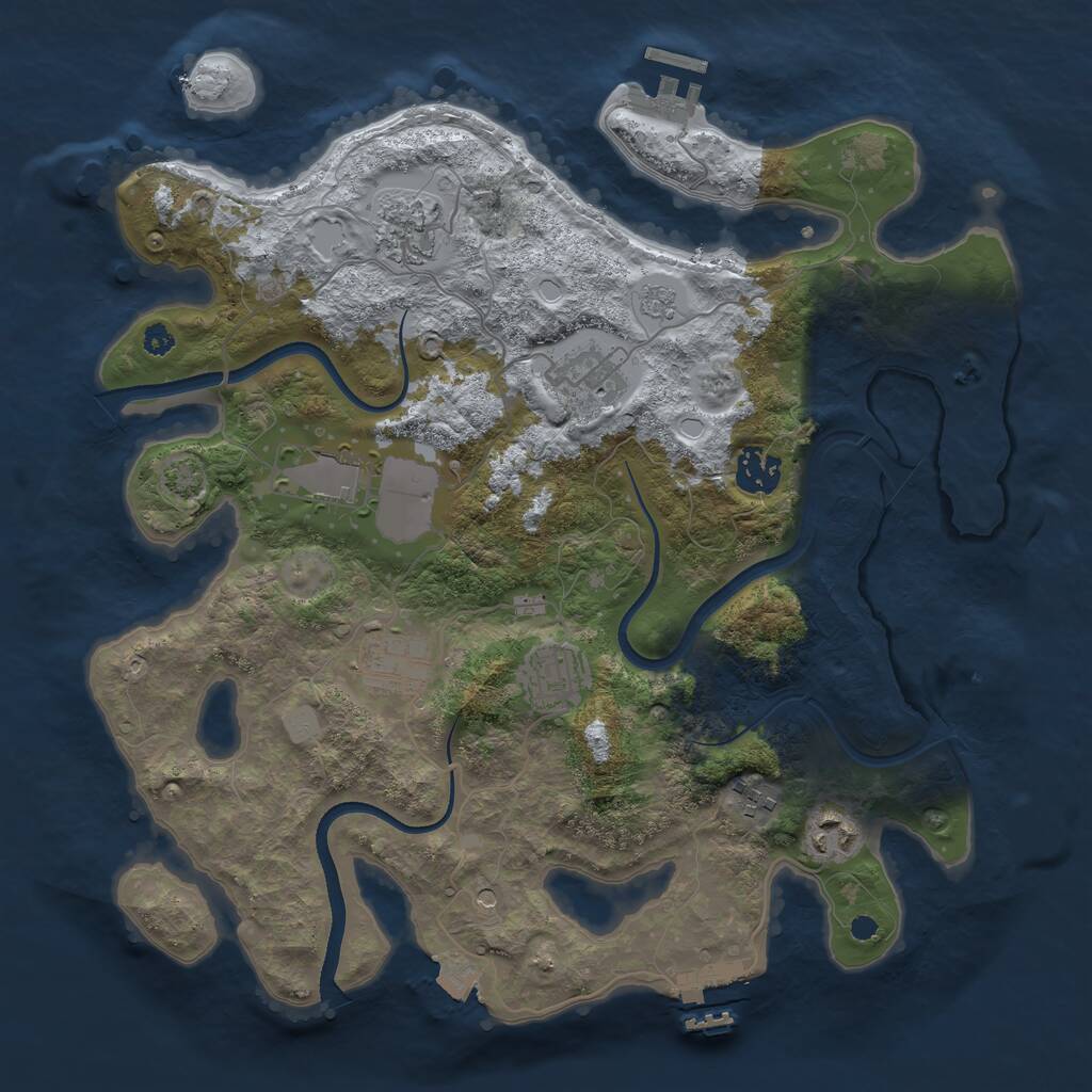Rust Map: Procedural Map, Size: 3500, Seed: 1204546024, 14 Monuments