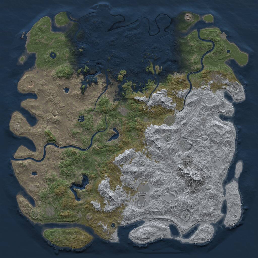 Rust Map: Procedural Map, Size: 6000, Seed: 1339647485, 17 Monuments