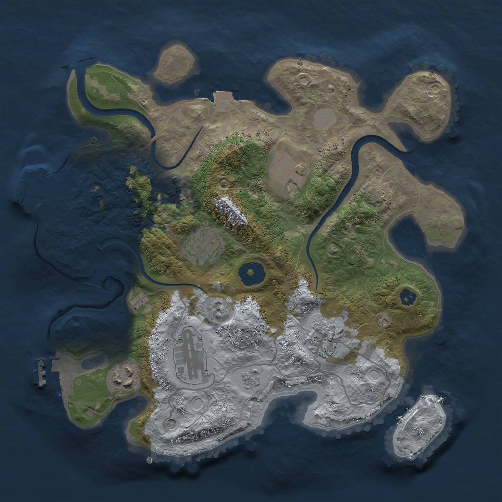 Rust Map: Procedural Map, Size: 3000, Seed: 1293949871, 12 Monuments
