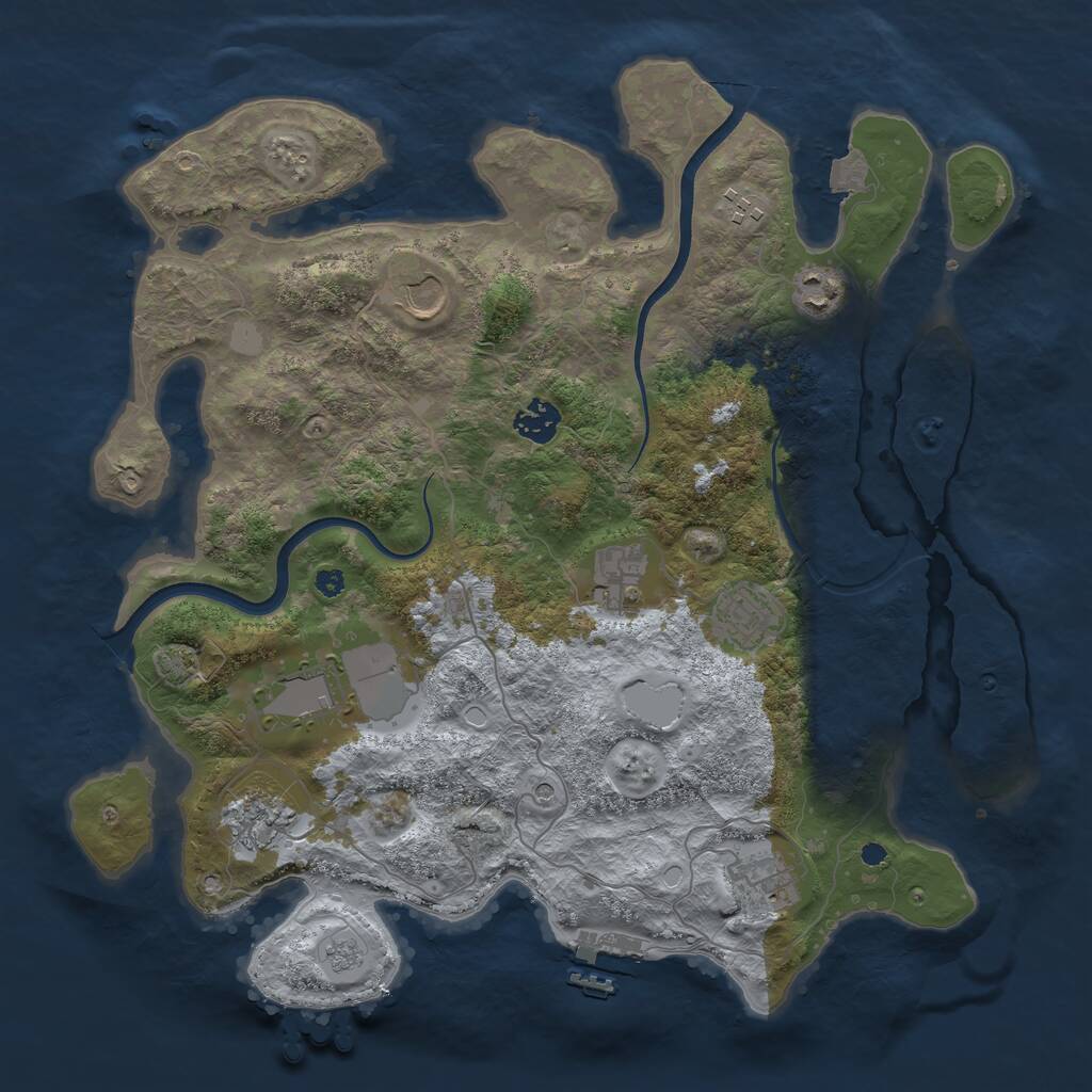 Rust Map: Procedural Map, Size: 3750, Seed: 45812, 14 Monuments