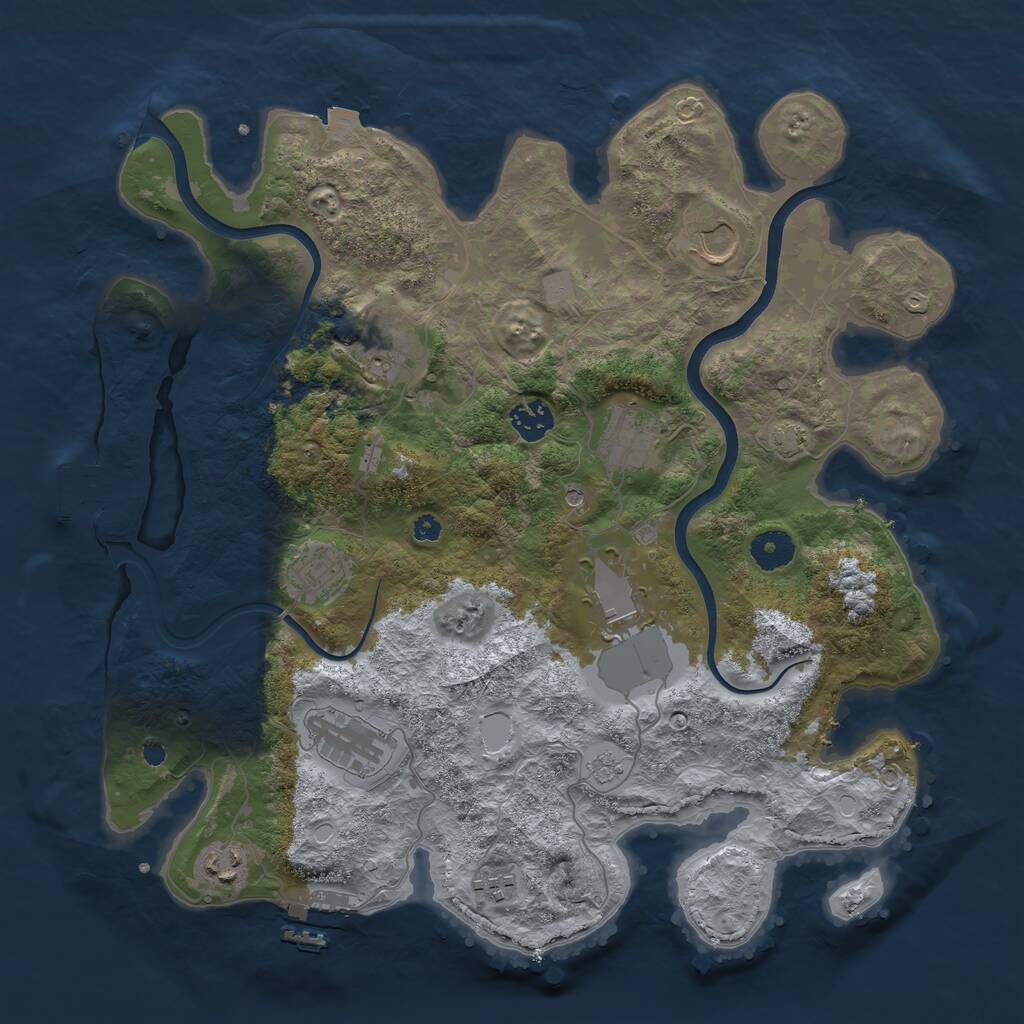 Rust Map: Procedural Map, Size: 3750, Seed: 1843907035, 15 Monuments
