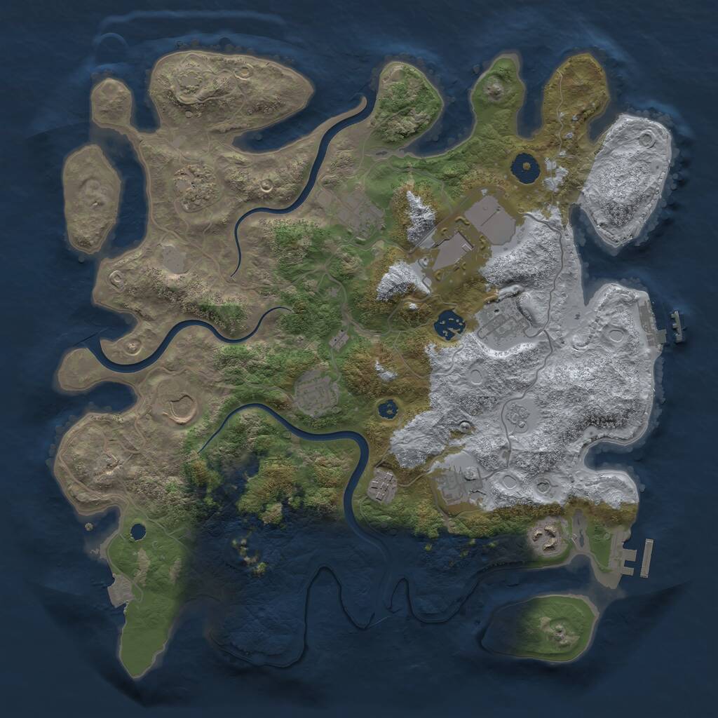 Rust Map: Procedural Map, Size: 3750, Seed: 85410, 16 Monuments