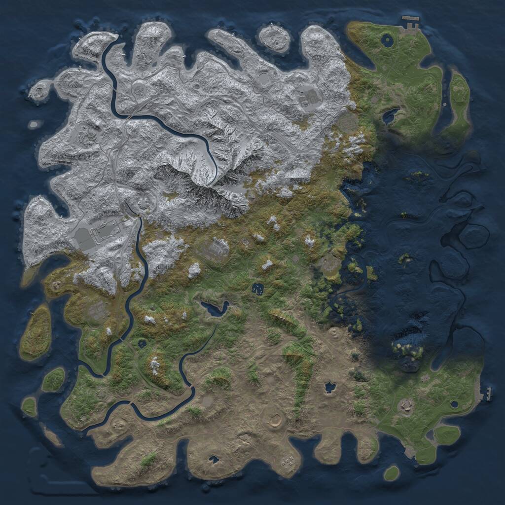 Rust Map: Procedural Map, Size: 6000, Seed: 1997433403, 17 Monuments