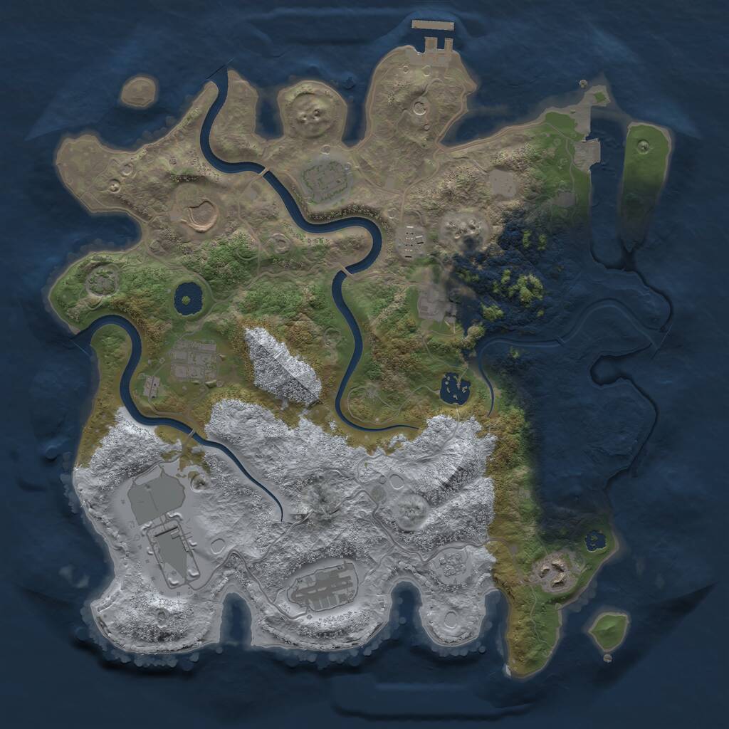 Rust Map: Procedural Map, Size: 3500, Seed: 35346357, 14 Monuments