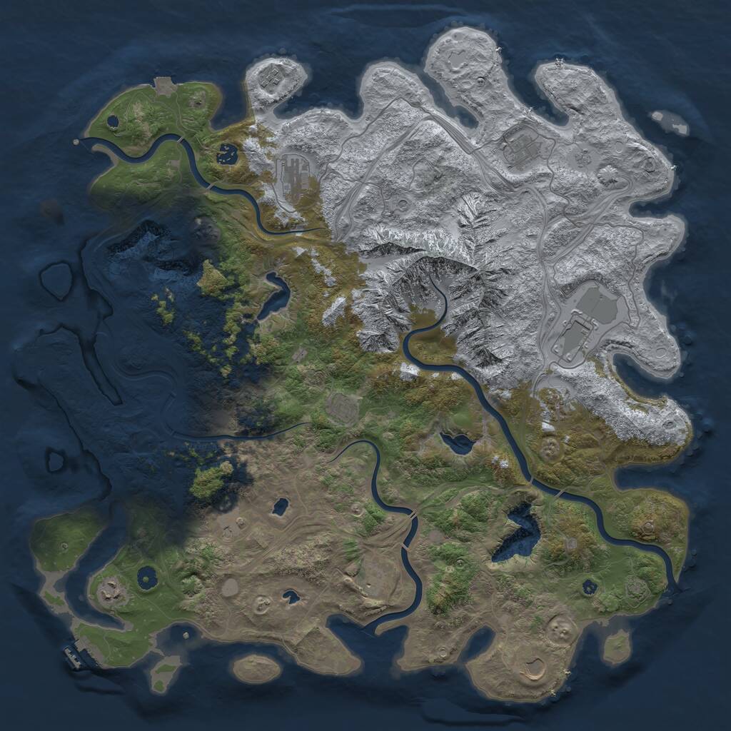 Rust Map: Procedural Map, Size: 5000, Seed: 1847362917, 17 Monuments