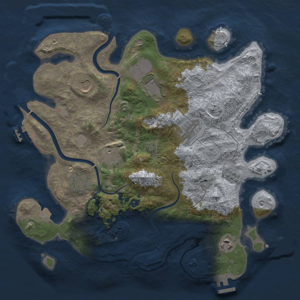 Rust Map: Procedural Map, Size: 3500, Seed: 762576, 13 Monuments