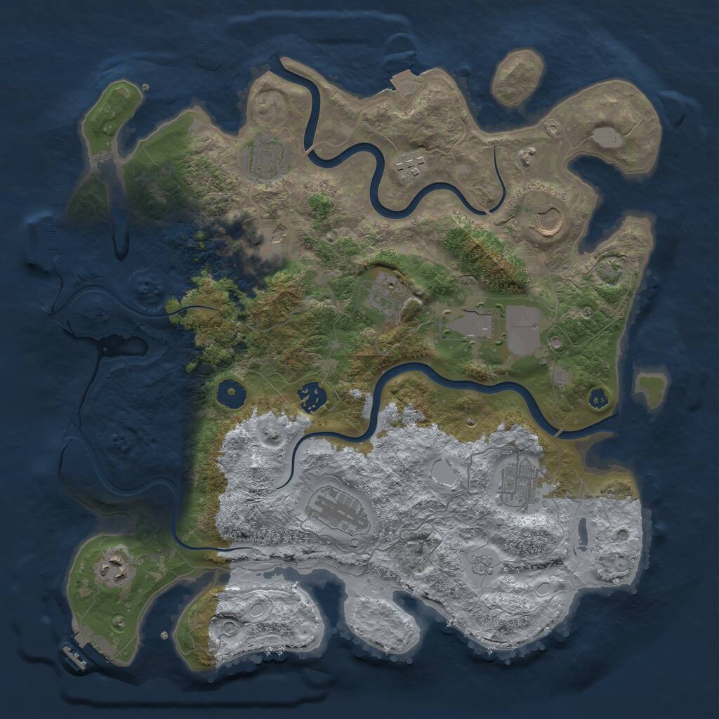 Rust Map: Procedural Map, Size: 3750, Seed: 63941, 16 Monuments