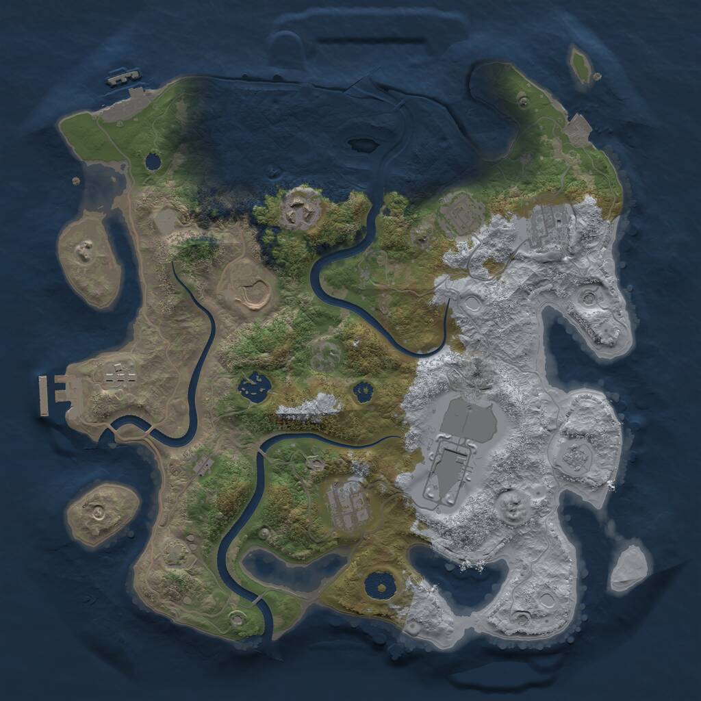 Rust Map: Procedural Map, Size: 3500, Seed: 1076317099, 14 Monuments