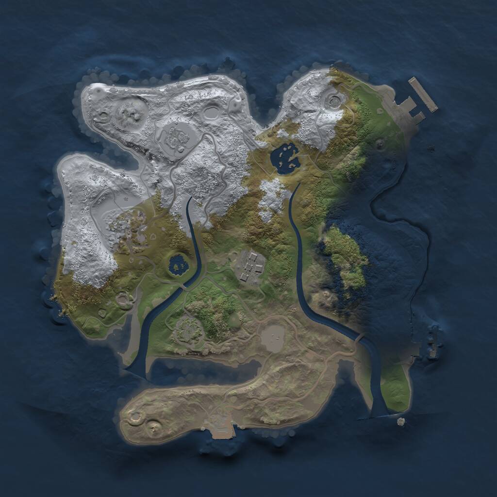 Rust Map: Procedural Map, Size: 2500, Seed: 1258373319, 9 Monuments