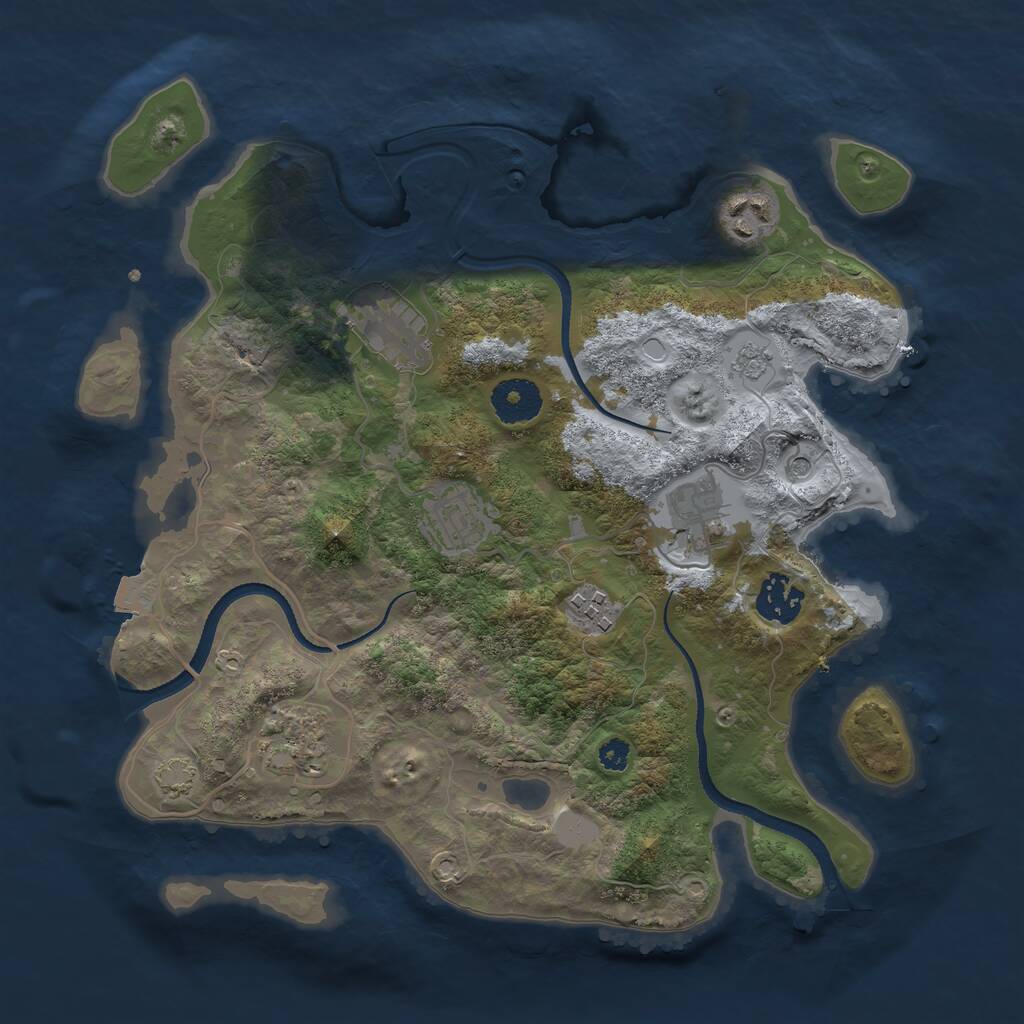 Rust Map: Procedural Map, Size: 3250, Seed: 984174175, 11 Monuments