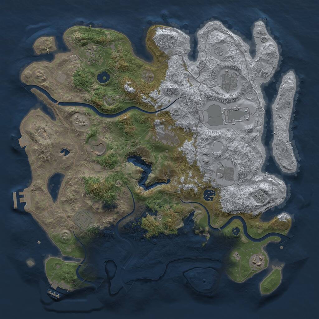 Rust Map: Procedural Map, Size: 4000, Seed: 827999049, 16 Monuments
