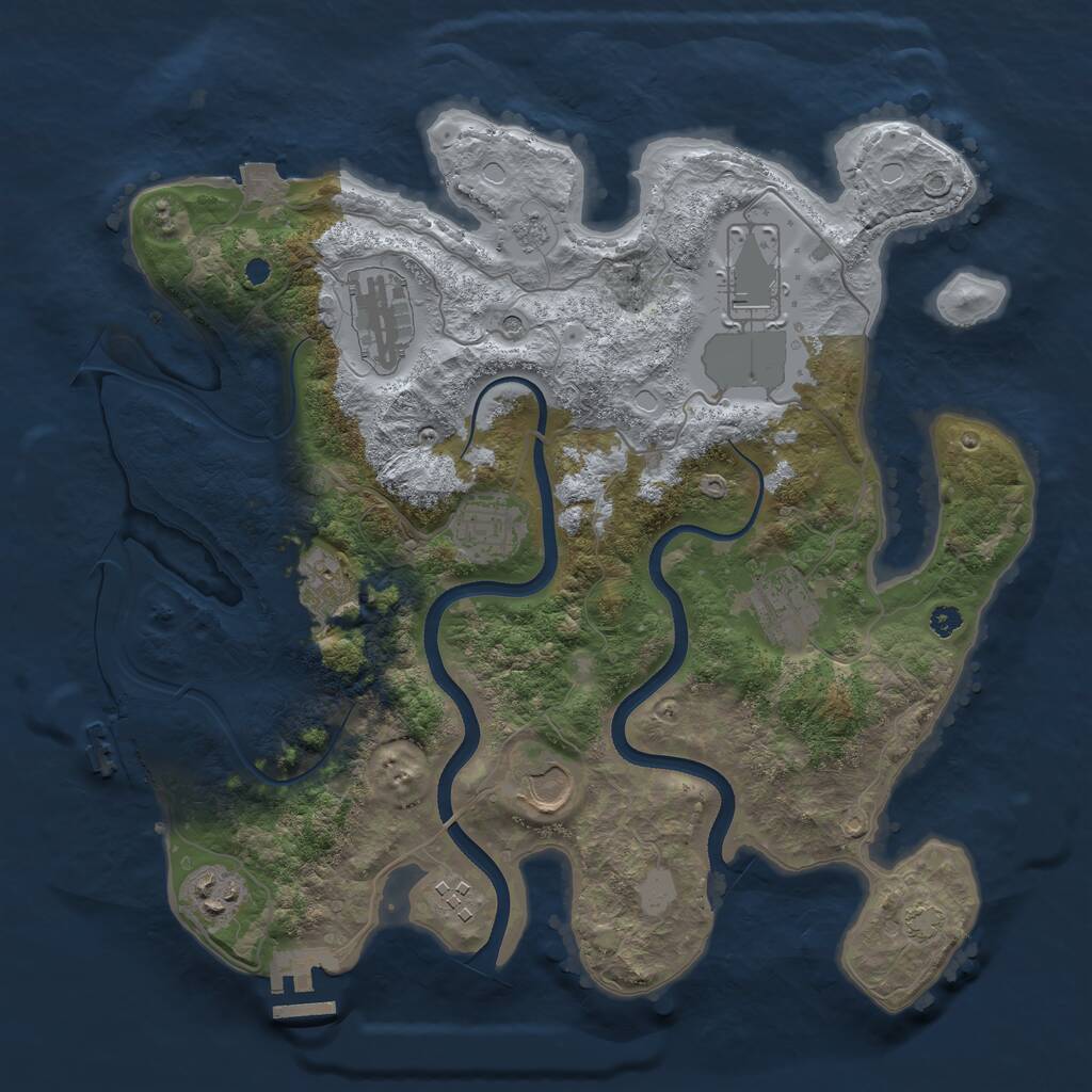 Rust Map: Procedural Map, Size: 3500, Seed: 1095582362, 14 Monuments