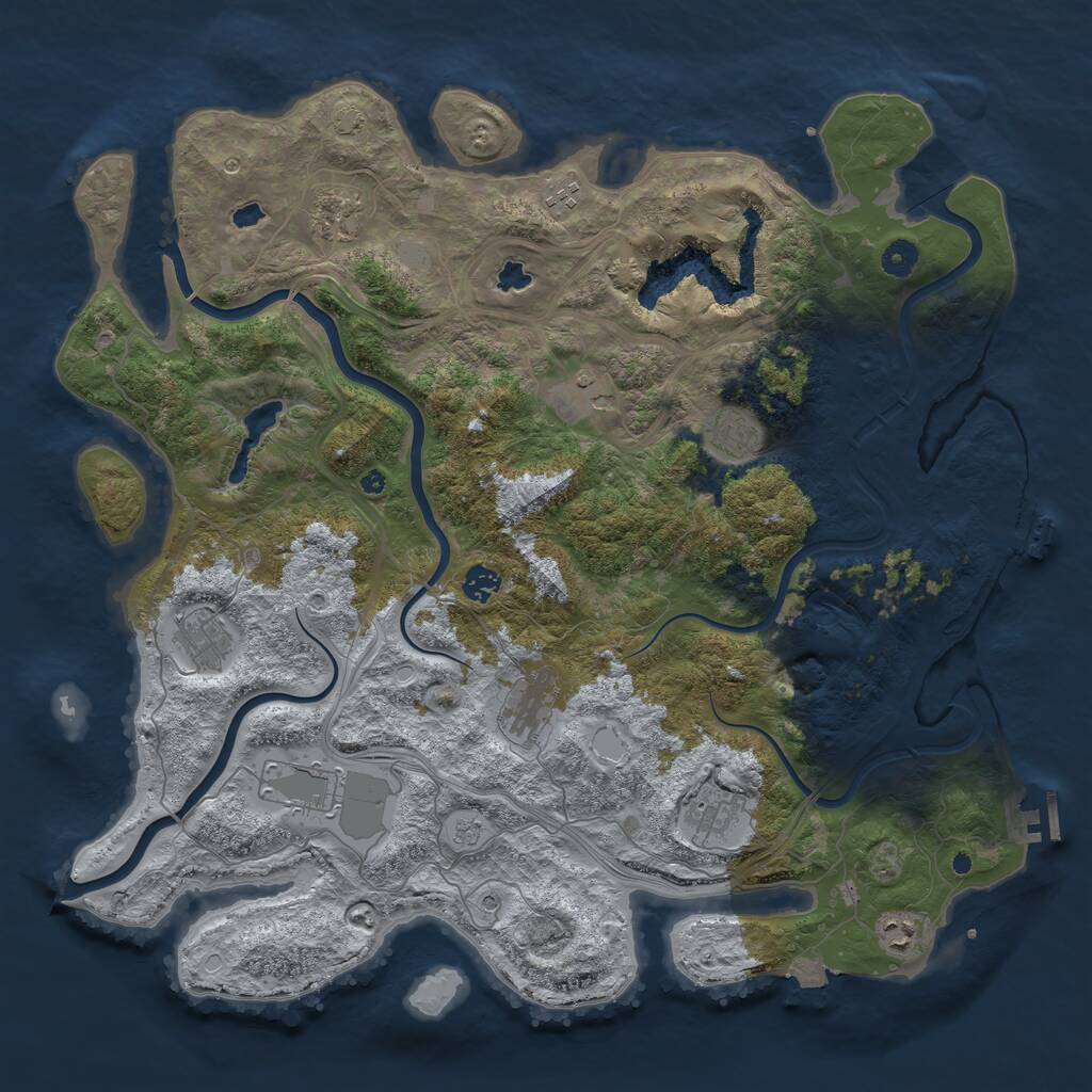Rust Map: Procedural Map, Size: 4500, Seed: 1332768101, 16 Monuments