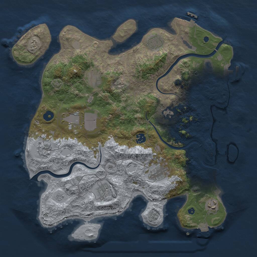 Rust Map: Procedural Map, Size: 3750, Seed: 31047, 16 Monuments