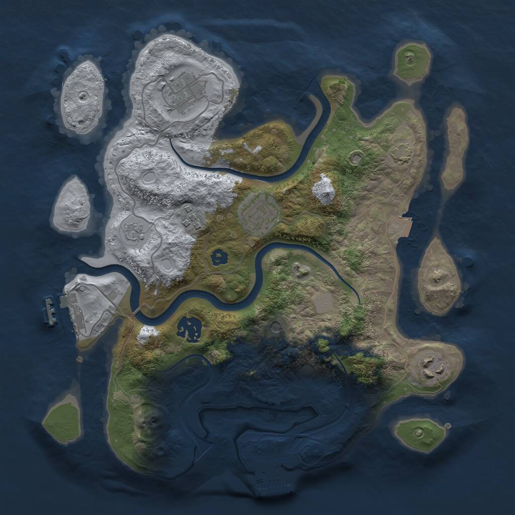 Rust Map: Procedural Map, Size: 3000, Seed: 1035645234, 11 Monuments