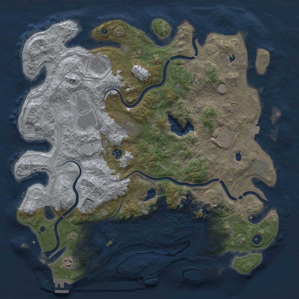 Rust Map: Procedural Map, Size: 4500, Seed: 50158, 16 Monuments