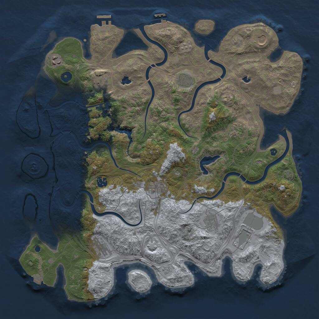 Rust Map: Procedural Map, Size: 4500, Seed: 33297946, 17 Monuments