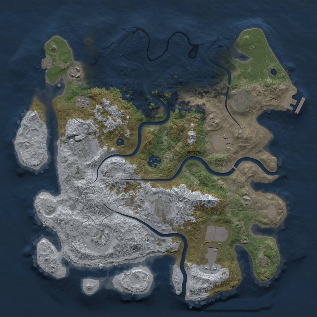 Rust Map: Procedural Map, Size: 3750, Seed: 72095, 14 Monuments