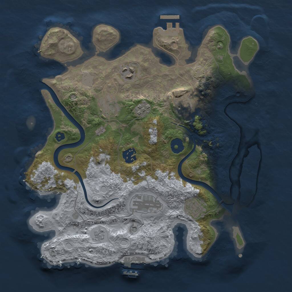 Rust Map: Procedural Map, Size: 3073, Seed: 520951, 13 Monuments