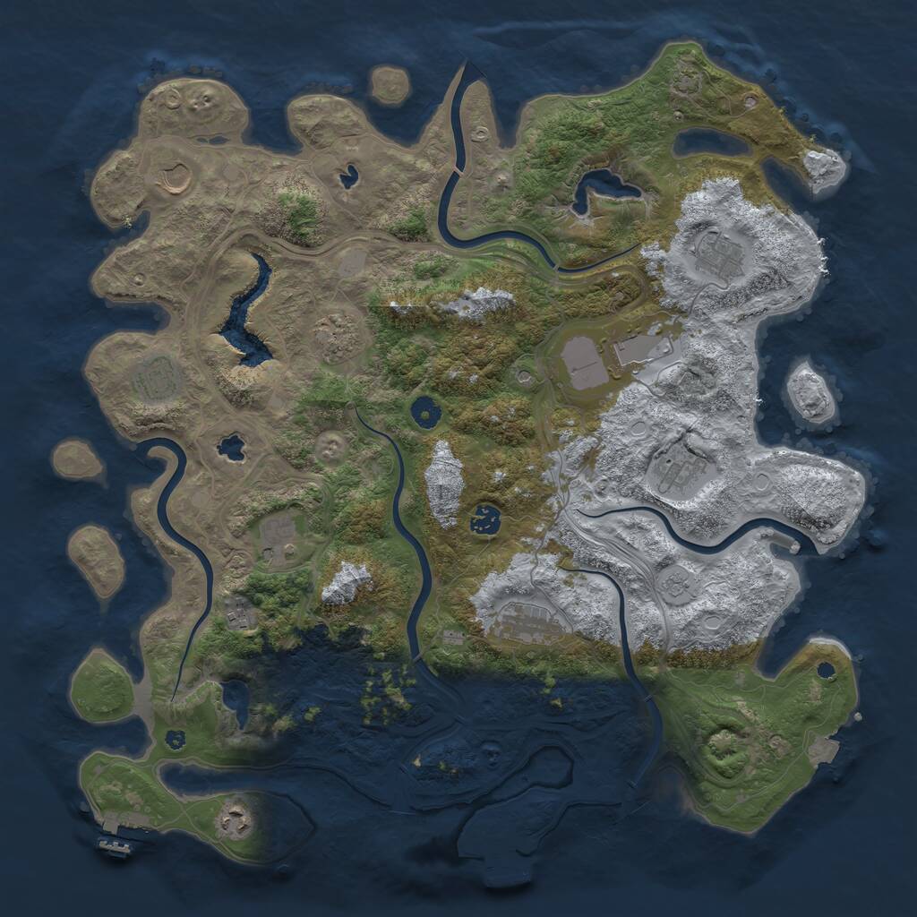 Rust Map: Procedural Map, Size: 4500, Seed: 974197243, 17 Monuments