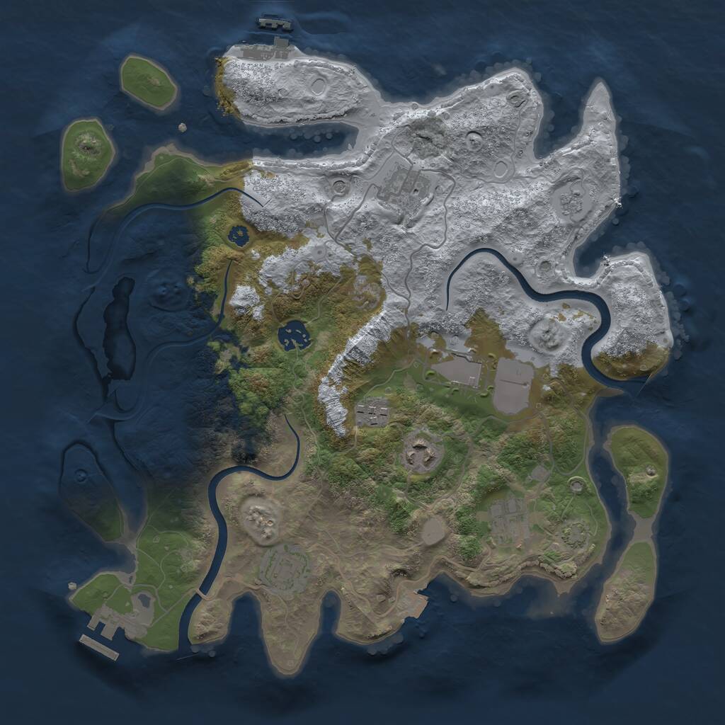Rust Map: Procedural Map, Size: 3500, Seed: 861285988, 13 Monuments