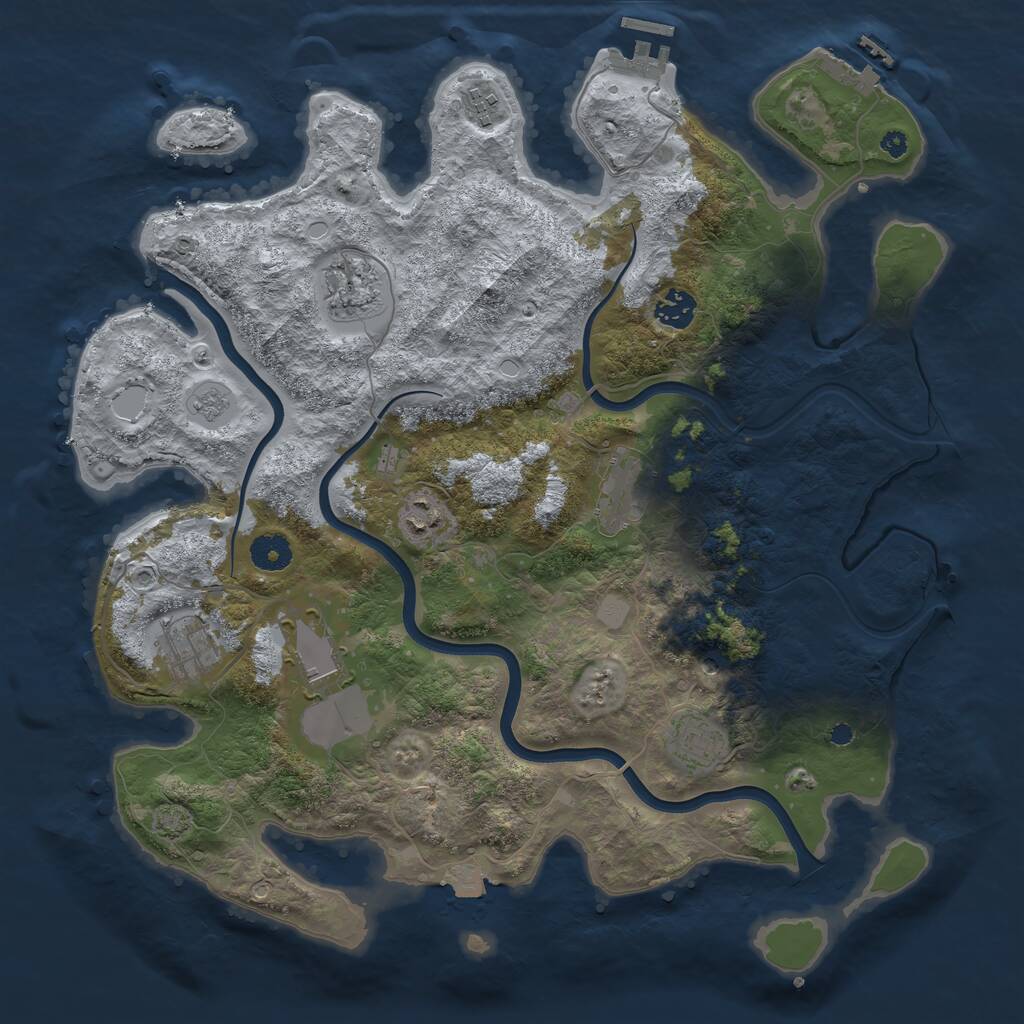 Rust Map: Procedural Map, Size: 3900, Seed: 671856040, 14 Monuments