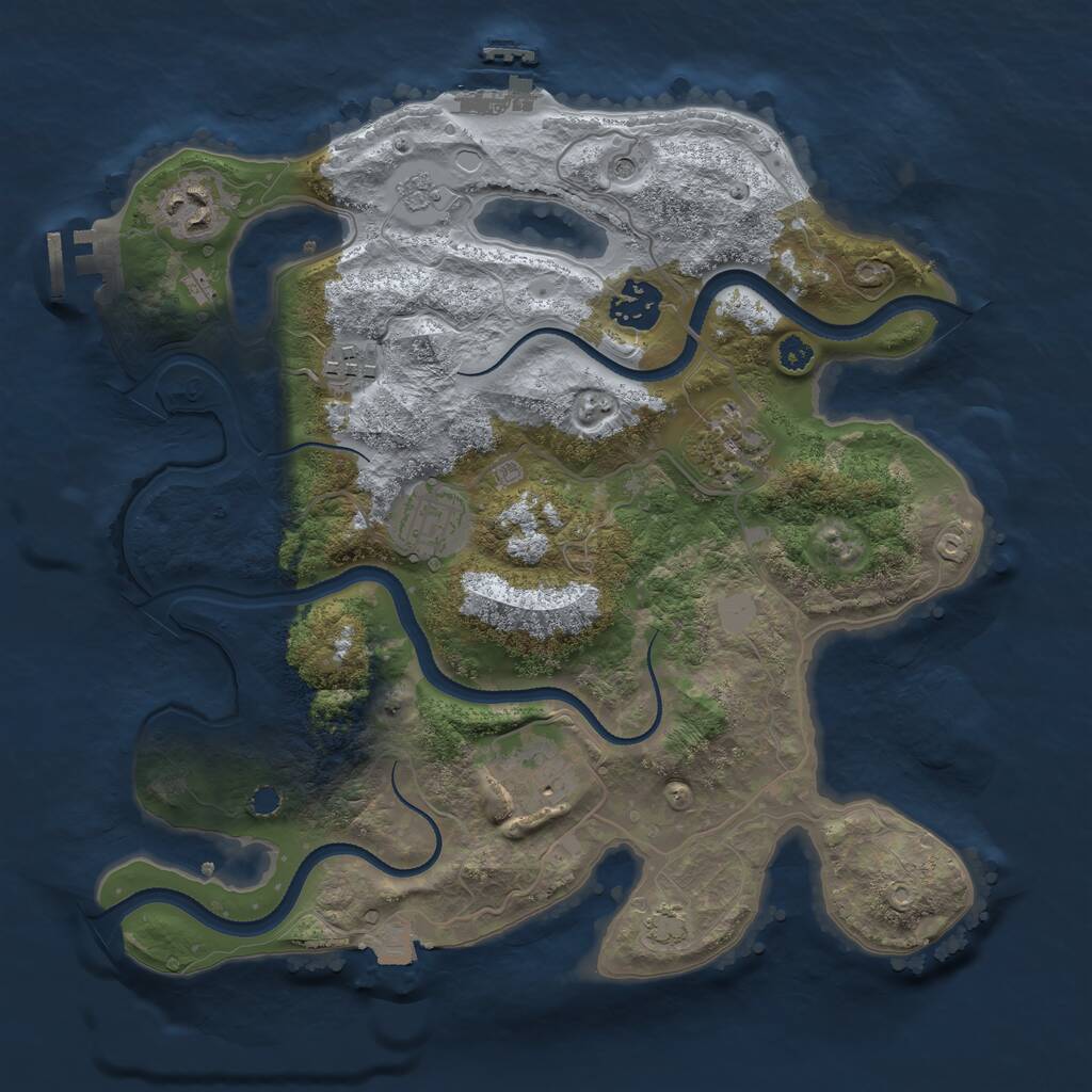 Rust Map: Procedural Map, Size: 3250, Seed: 1170128795, 12 Monuments