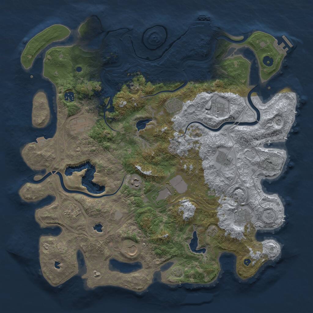 Rust Map: Procedural Map, Size: 4500, Seed: 928436673, 17 Monuments