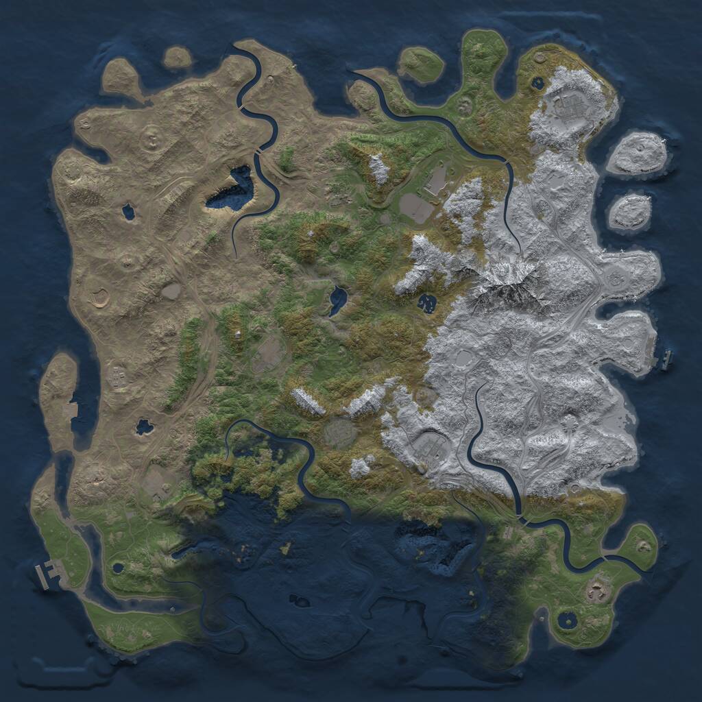 Rust Map: Procedural Map, Size: 5550, Seed: 711957496, 17 Monuments