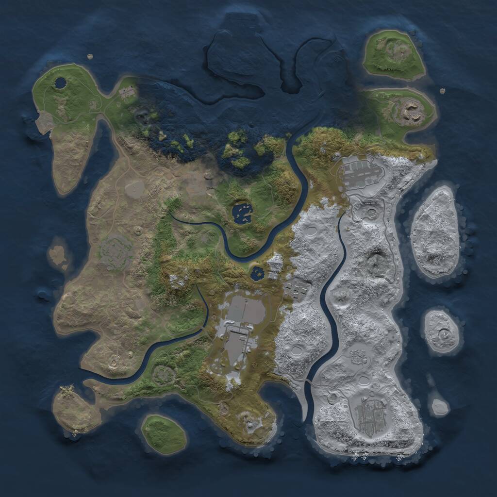Rust Map: Procedural Map, Size: 3500, Seed: 287, 13 Monuments