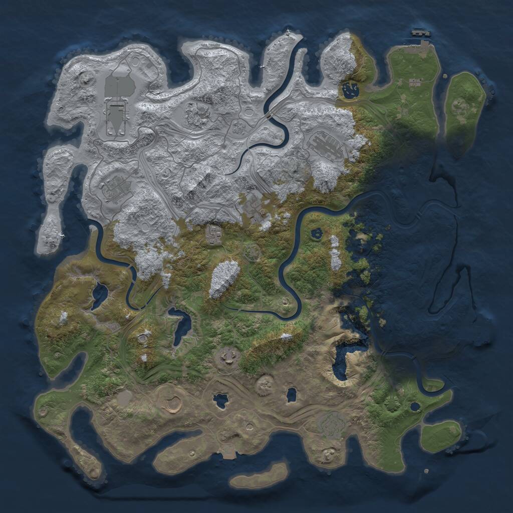 Rust Map: Procedural Map, Size: 4500, Seed: 1134584030, 16 Monuments