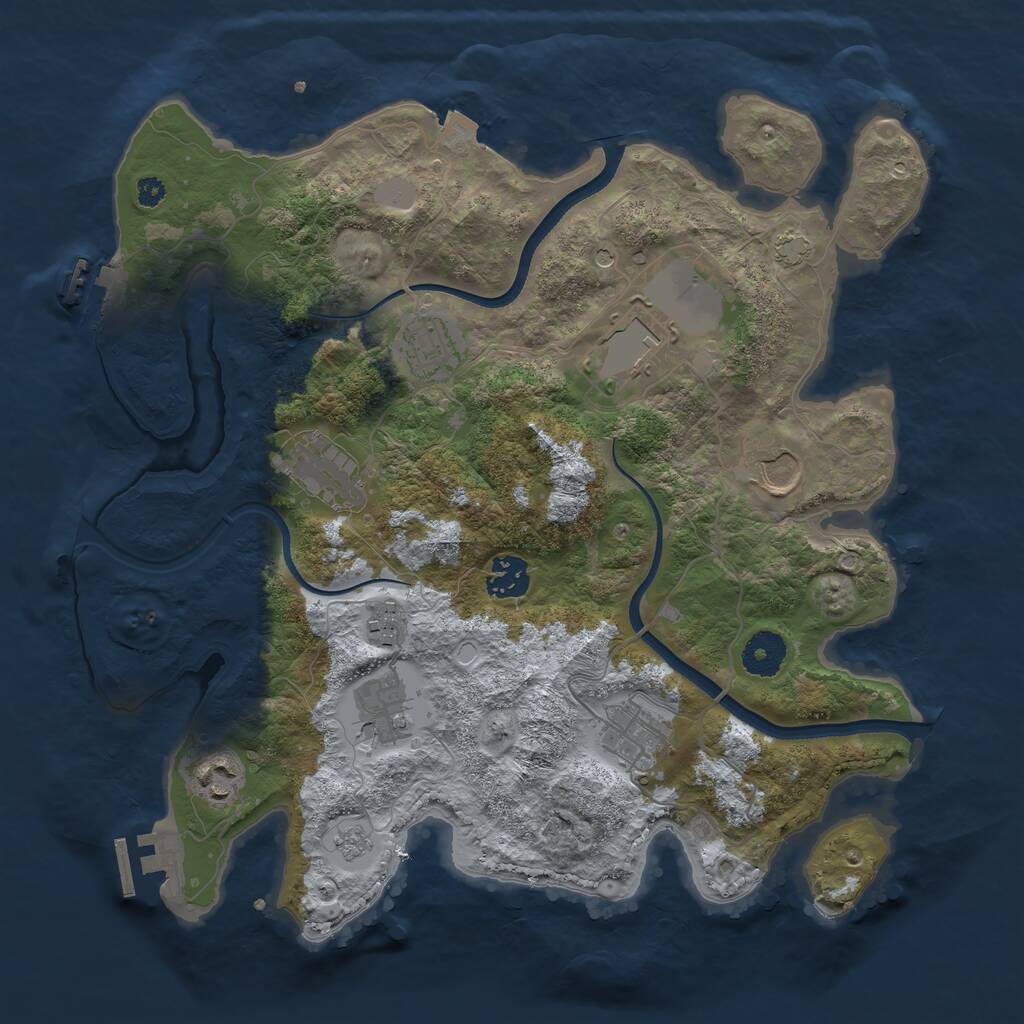 Rust Map: Procedural Map, Size: 3500, Seed: 961551343, 15 Monuments
