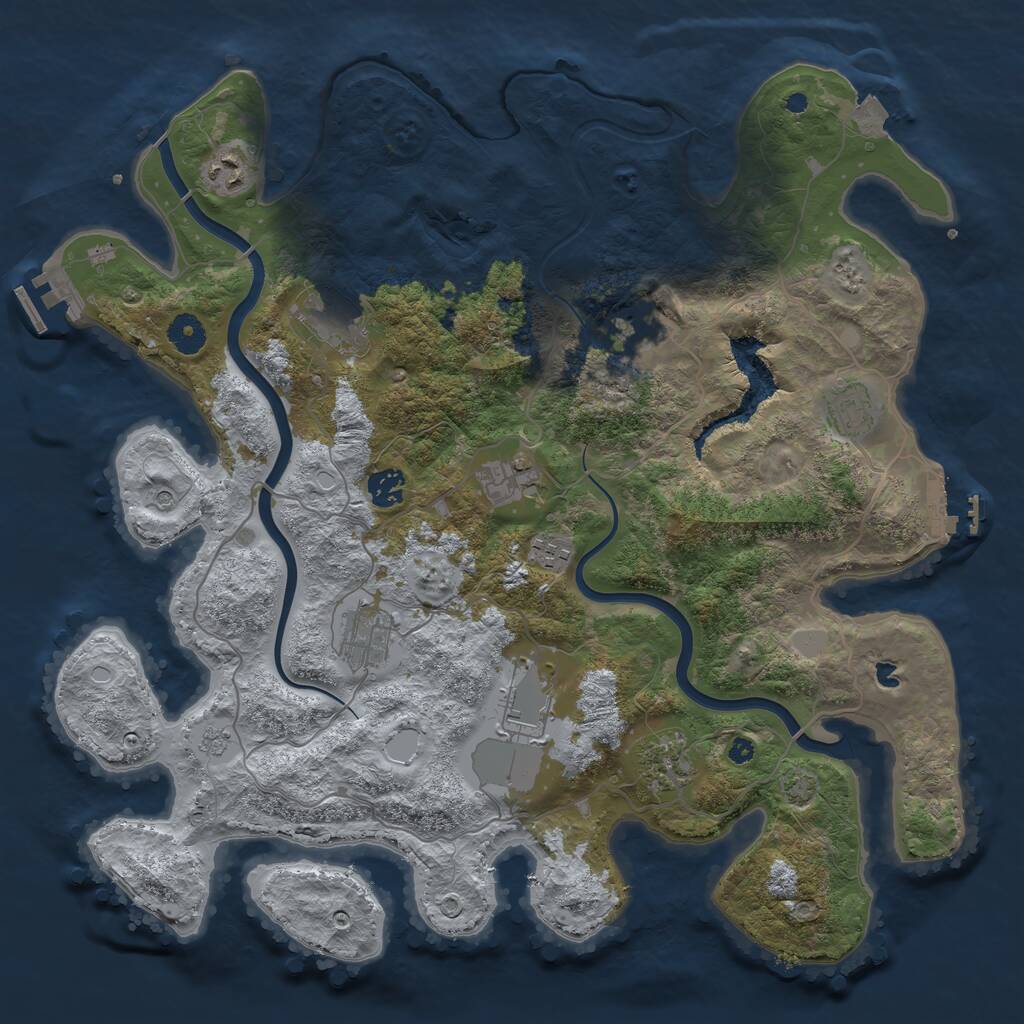 Rust Map: Procedural Map, Size: 4000, Seed: 1143155407, 16 Monuments