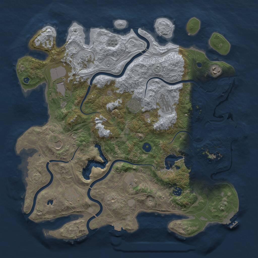 Rust Map: Procedural Map, Size: 4250, Seed: 32108024, 16 Monuments