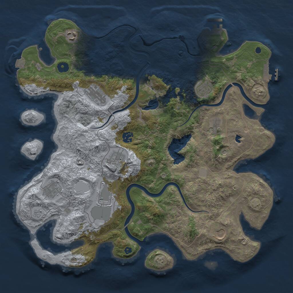 Rust Map: Procedural Map, Size: 4000, Seed: 46611, 16 Monuments