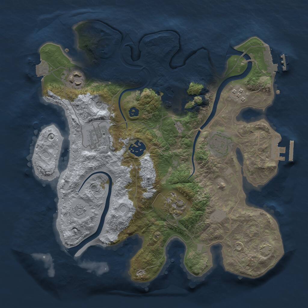 Rust Map: Procedural Map, Size: 3000, Seed: 1829923550, 13 Monuments
