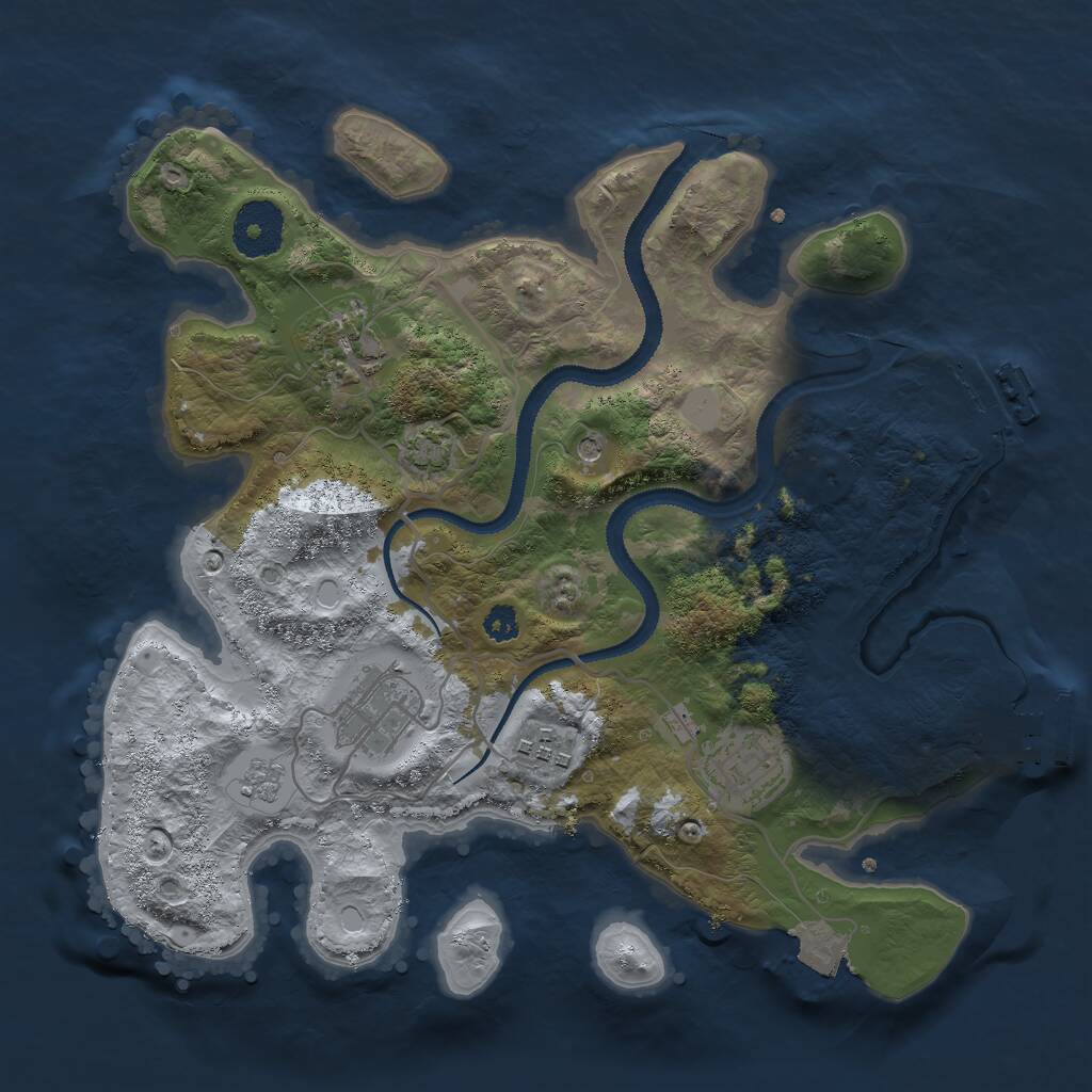 Rust Map: Procedural Map, Size: 3000, Seed: 94264, 10 Monuments