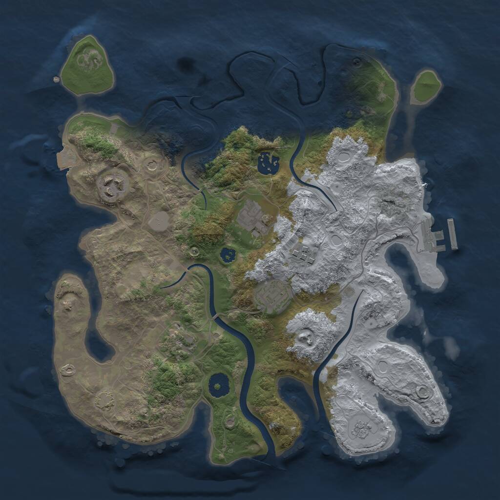 Rust Map: Procedural Map, Size: 3250, Seed: 522472093, 11 Monuments