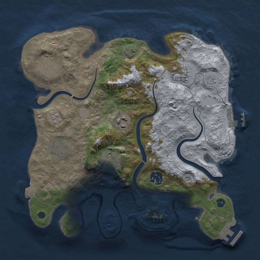 Rust Map: Procedural Map, Size: 3000, Seed: 1168915091, 13 Monuments
