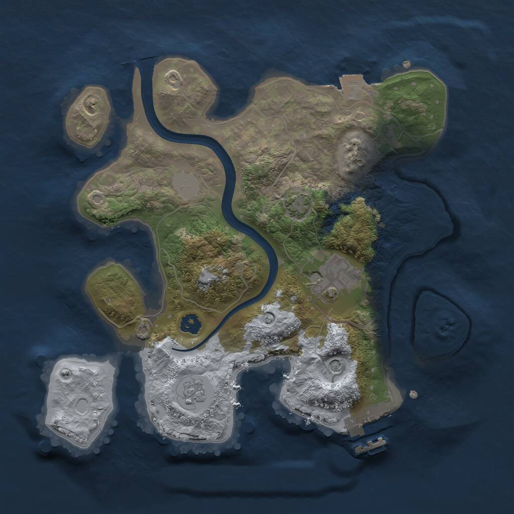 Rust Map: Procedural Map, Size: 2500, Seed: 708376030, 6 Monuments