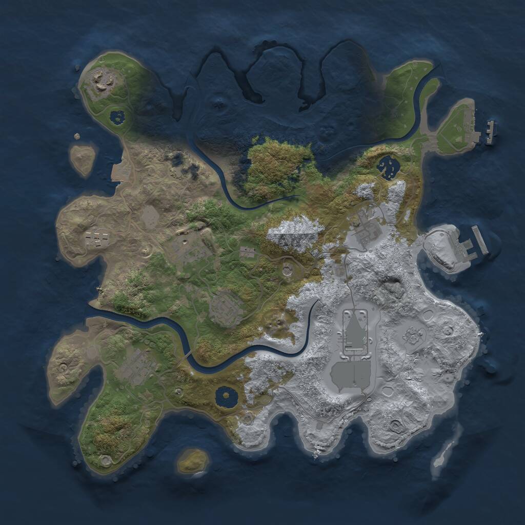 Rust Map: Procedural Map, Size: 3500, Seed: 429117748, 14 Monuments