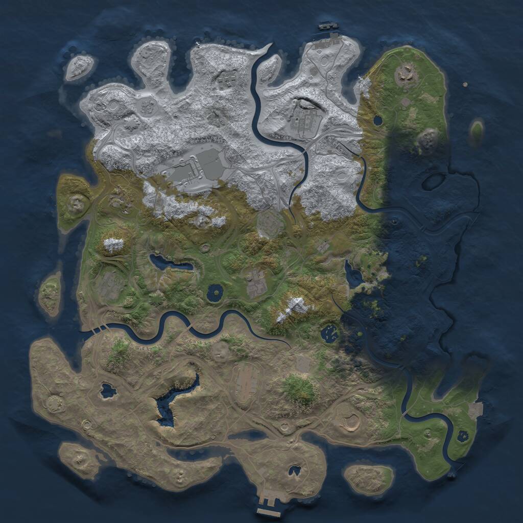Rust Map: Procedural Map, Size: 4500, Seed: 1607479175, 17 Monuments