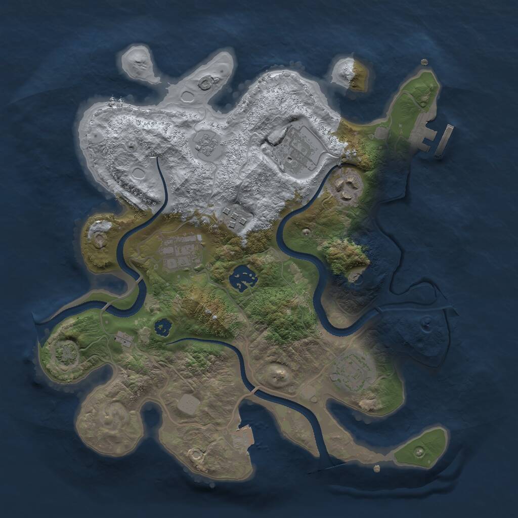 Rust Map: Procedural Map, Size: 3000, Seed: 1239058165, 11 Monuments