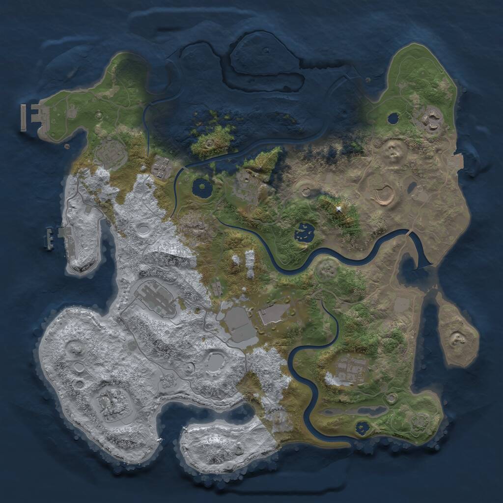 Rust Map: Procedural Map, Size: 3750, Seed: 1787400032, 16 Monuments