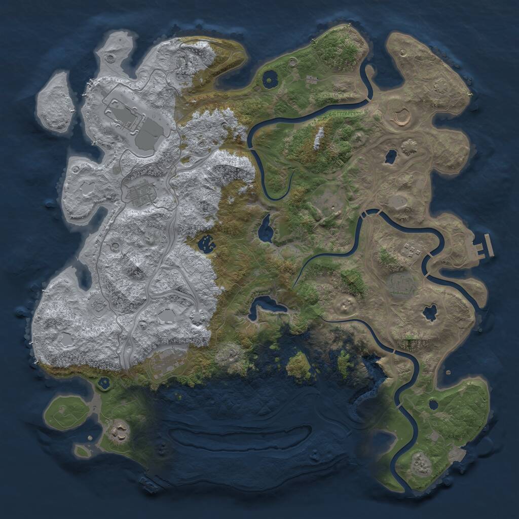 Rust Map: Procedural Map, Size: 4500, Seed: 2116633843, 16 Monuments