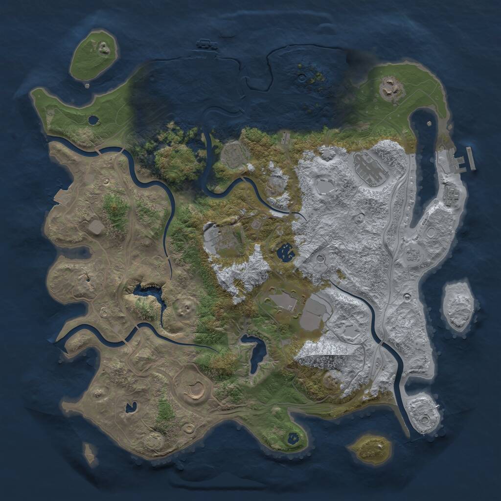 Rust Map: Procedural Map, Size: 4250, Seed: 2062381068, 14 Monuments