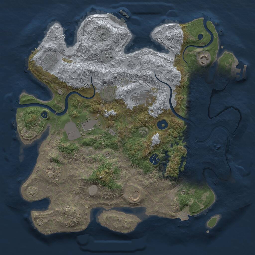 Rust Map: Procedural Map, Size: 3700, Seed: 1146436214, 15 Monuments